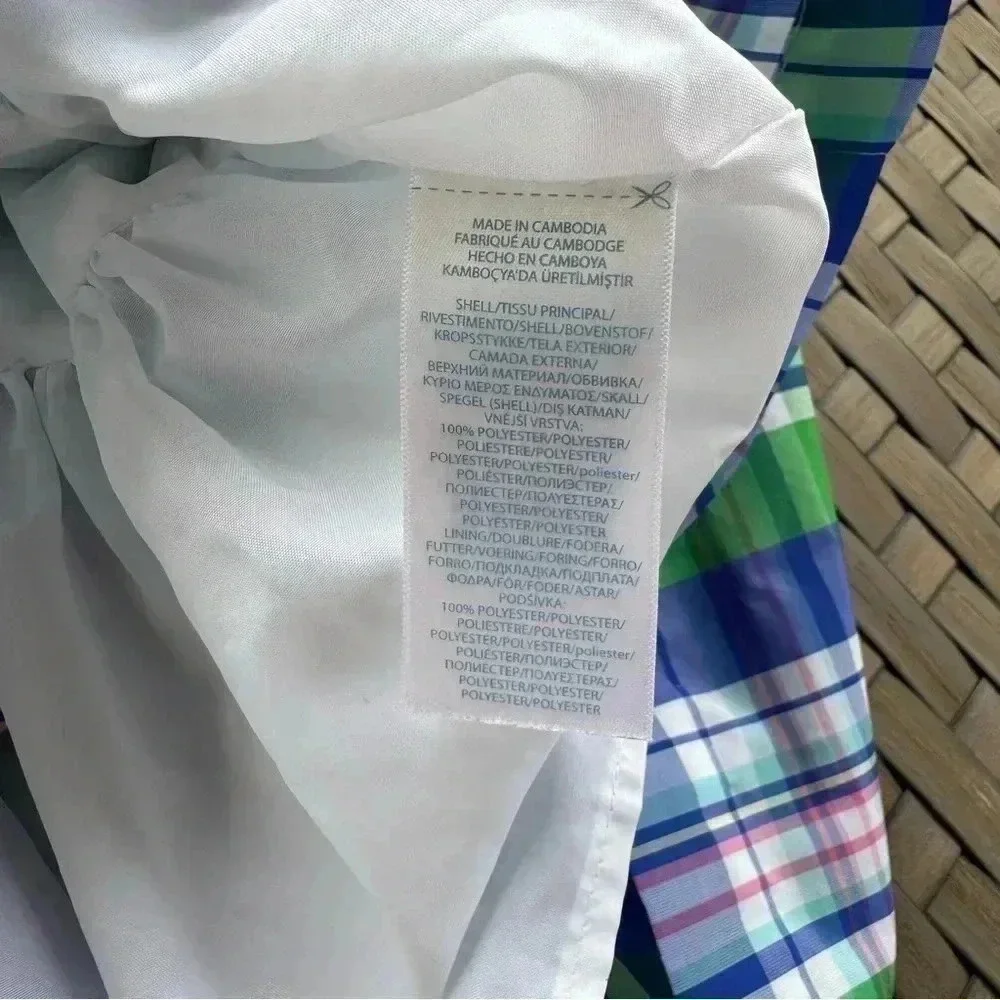 Ralph Lauren Baby Girls Plaid Taffeta Dress Size 12m Green Blue‎